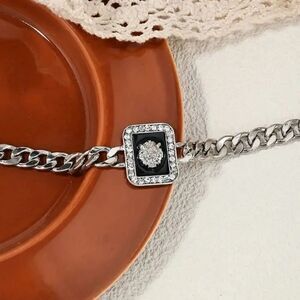 Black & Silver Diamond Lion Bracelet